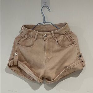 Women's High-Waist Utility Shorts in Light Taupe
